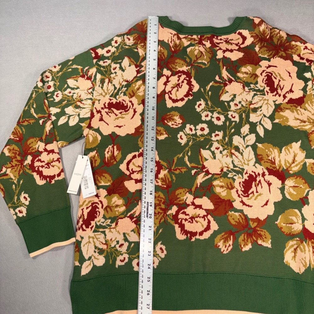 Liverpool Los Angeles Floral Jacquard Crewneck Sweater Green XL NEW - Picture 5 of 7